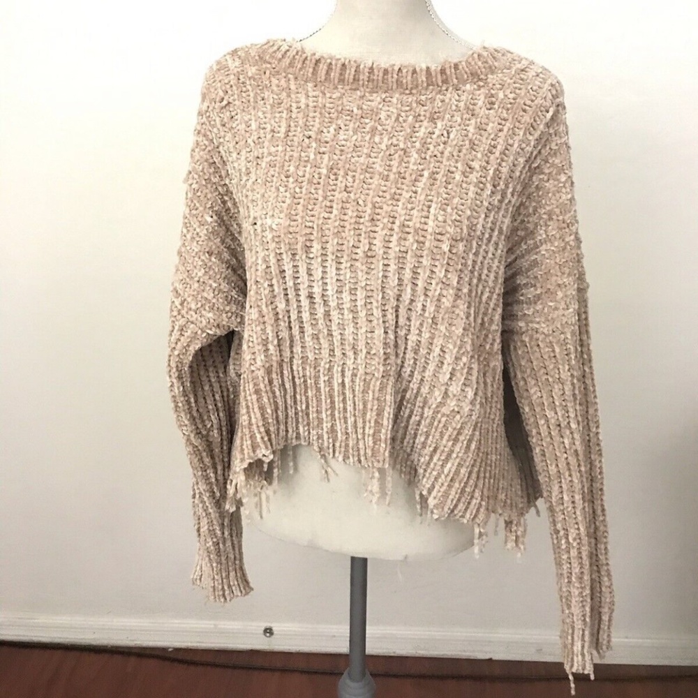 Skylar + Madison distressed cropped sweater